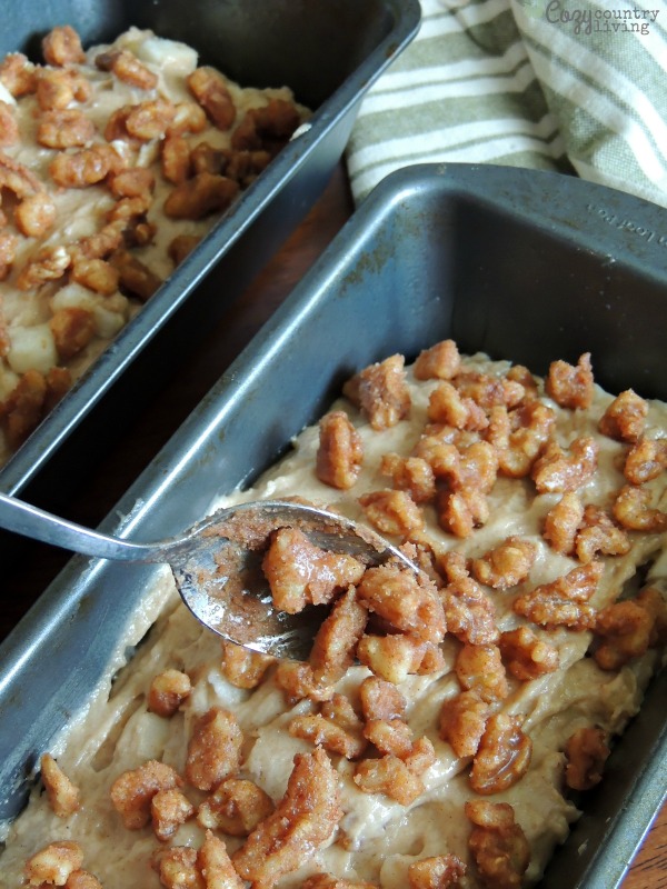 Adding Cinnamon & Sugar Walnut Topping